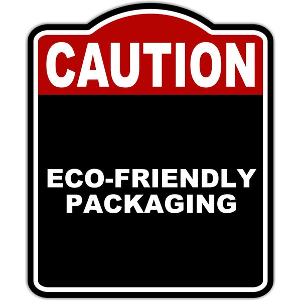 ECO-FRIENDLY PACKAGING Caution Red Black Aluminum Composite Sign 8.5 x 10 inches