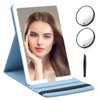 Travel Mirror with Light and Round 10X 20X Magnifying Mirror, PU Leather Travel Makeup Mirror with 3 Light Settings, Portable LED Lighted Makeup Mirror of 8 * 5.5inch, with 2000mAh