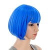 SWACC 10 Inch Short Straight Bob Wig with Bangs Synthetic Colorful Cosplay Daily Party Flapper Wig for Women and Kids with Wig Cap (Blue)
