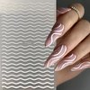 DANNEASY 8 Sheets White Nail Art Stickers French Tips Stripe Nail Stickers Holographic Nail Decals Self-Adhesive Nail Design Stickers Manicure Sticker Nail Decoration for Acrylic Nails