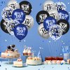 RUMIA Blue 10th Birthday Balloons 24Pcs Navy Blue Black Silver Happy 10th Birthday Latex Balloons Confetti Balloons for Boy Girls 10th Birthday Anniversary Party Decorations Supplies 12 inches