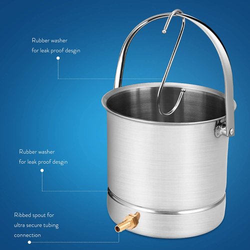 Smokitcen Coffee Enema Bucket Kit Stainless Steel 2 Quart Capacity for Cleansing Detox Enemas