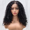 SOKU Short Kinky Curly Lace Front Wigs Synthetic with Baby Hair 18 Inch Dark Brown Middle Part Lace Wigs Pre Plucked Heat Resistant Wavy Wig for Black Women