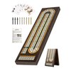WodGod Cribbage Board Game Set,with 9 Metal Pegs,2 Decks of Playing Cards,Built-in Magnetic Storage,Instruction Included, Foldable, Easy to Store and Carry (3 Track Board)