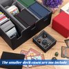 QLOUNI Card Storage Box for Trading Cards, Holds 5 MTG Deck Card Boxes or 2200+ Cards, Leather Magnetic Closure TCG Storage Box for MTG, YuGiOh, Sports Cards, with 13 Card Dividers & Dice Tray