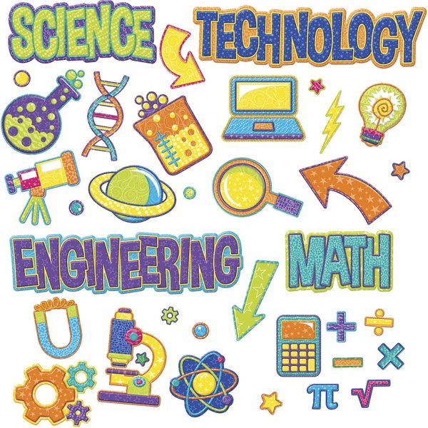 Eureka Color My World Teacher Supplies STEM Bulletin Board Set, 36 pcs