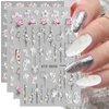 3D Embossed Flower Nail Art Stickers Decals Self-Adhesive Pegatinas Uñas 5D Floral Nail Supplies Nail Art Design Decoration Accessories 4 Sheets