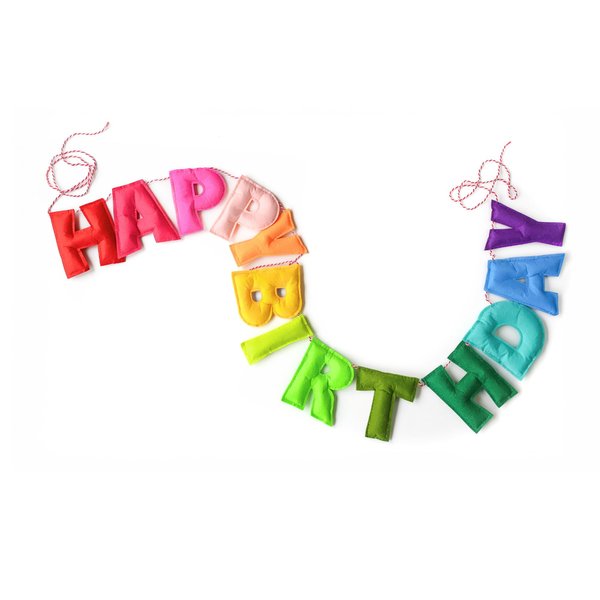 Happy Birthday Felt Fabric Garland | Rainbow Birthday Banner | Reusable Birthday Decoration | Colorful Festive Birthday Party Supply