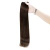 Full Shine Hair Extensions Weft Human Hair Brown Sew in Real Hair Extensions #2 Dark Brown Weft Hair Extensions Real Human Hair Bundles for Women 105g 20 Inch