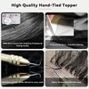 HAIRCUBE Remy Human Hair Toppers for Women, 100% 3.5in*4in Hand-Tied Hair Toppers with Swiss Lace Base 12in - Natural Black