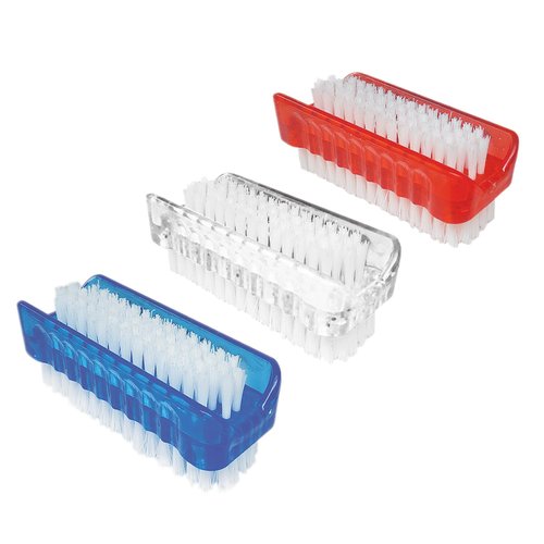 LOLA Products Hand & Nail Brush, 2 Sided - Soft & Stiff, Long-Lasting, Comfortable No-Slip Grip, Cleans Hands & Fingernails, Assorted Colors, 3 Pack