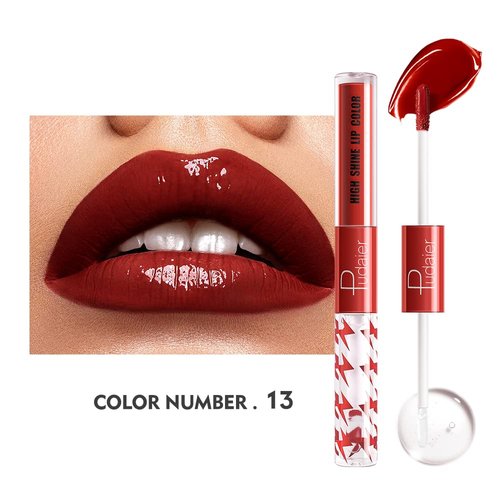 Marine Forest High Shine Lip Gloss with Clear Fixed Color Lip Oil, Up to 24 Hours Long Lasting Dual Ended Liquid Lipstick, Lightweight and Non Sticky, 0.1 Oz (13)