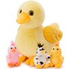 Karister 4 Pcs Duck Plush, Mom Duck Stuffed Animal with 3 Cute Stuffed Wind Up Duck Babies Toy, 11"Christmas Birthday Baby Shower Wind Up Plush Toys Gift for Kids Girls Boys, Animal Theme Party Decor