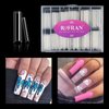 240 Pcs Extra Long C Curve Nail Tips - XXL Clear Fake Straight Square Shape Half Cover Acrylic False Nails with Box for Salons Nail Art,12 Sizes