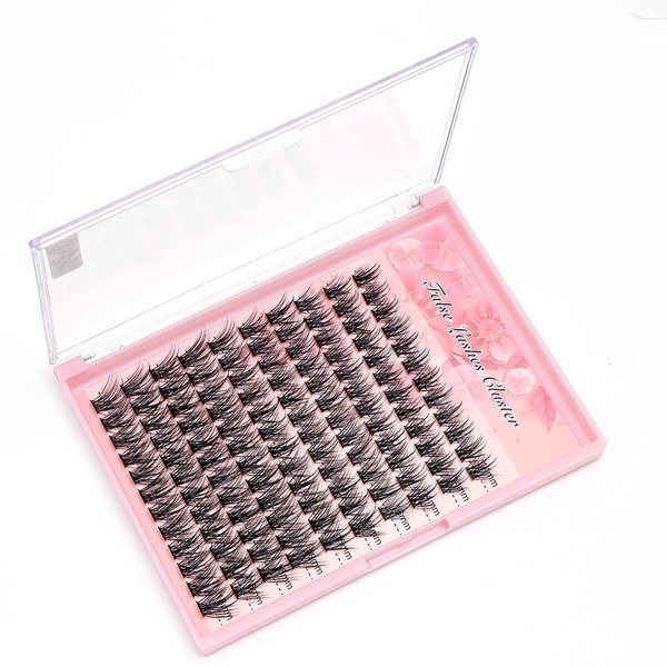Bodermincer 10-12-14-16mm Mix/14-16-18mm Mix D Curl DIY Clusters Eyelash Extension Dovetail Segmented Lashes 120 Volume Natural Segmented Eyelashes Bundles at Home (14-16-18mm Mix)
