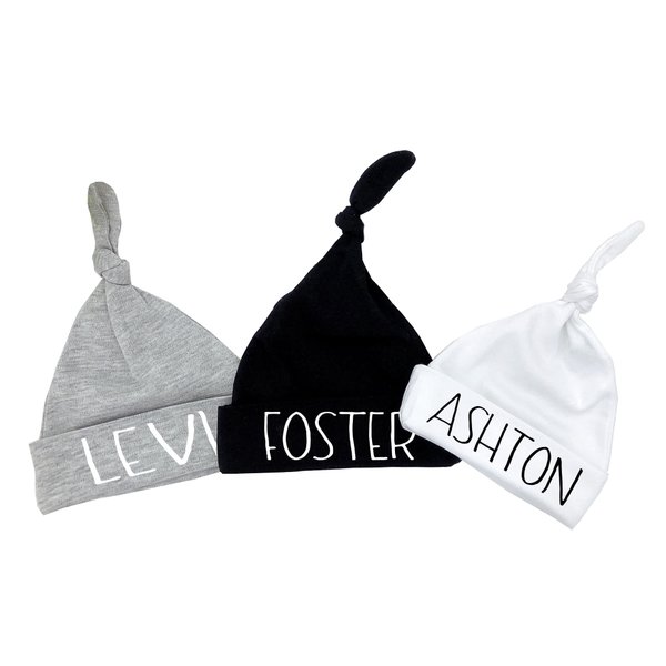 Boy's Personalized Newborn Knotted Baby Beanie Hat