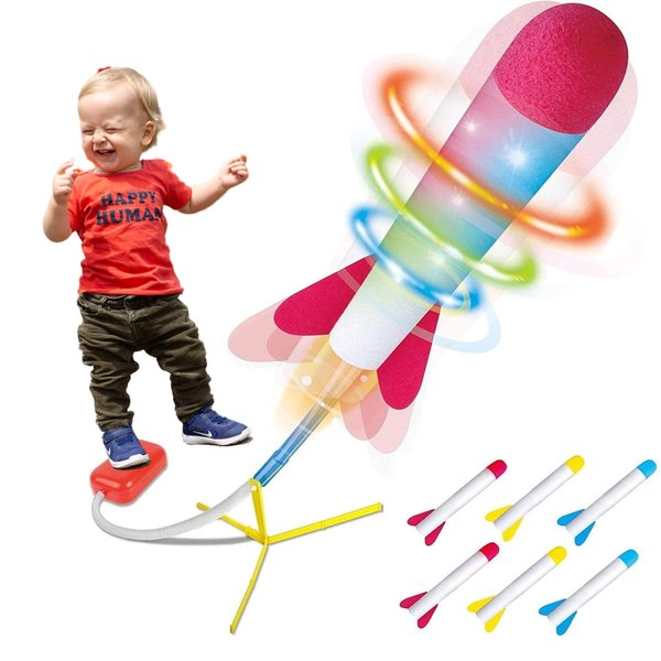 Play22 Toy Rocket Launcher for Kids Led - Shoots Up to 100+ Feet - Launch Rocket Includes 6 Foam Rockets, 3 Colors - Best Birthday Gift for Boys and Girls - Fun Outdoor Toys Age 3+ Years