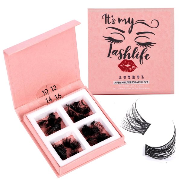 Lash Clusters, 72 Pcs Individual Cluster Lashes DIY Lash Extension 10-16mm Eyelash Clusters Volume Wispy Lashes Super Thin Band Reusable Soft & Comfortable（T05-160-D-10-16MIX）