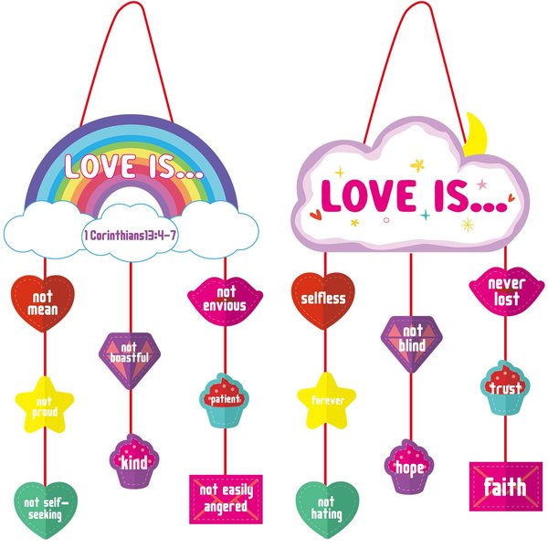 Valentine's Day Crafts for Kids 24 Pieces Hearts Kids Valentine Craft Kits Valentine's Day Stickers Sunday School Gifts Crafts for Kids Cloud Rainbow Ornament for Classroom