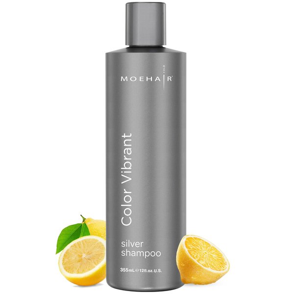 MOEHAIR Color Vibrant Silver Shampoo | Color Enhancing Silver Purple Shampoo | Removes Orange Tones | Neutralizes Brassiness | Paraben & Sulfate Free Shampoo (12 Fl. Oz)