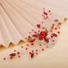 Aimimier Bridal Red Crystal Hair Comb Ruby Hair Gems Silver Headband Prom Party Festival Wedding Hair Accessories for Women and Girls(Red)