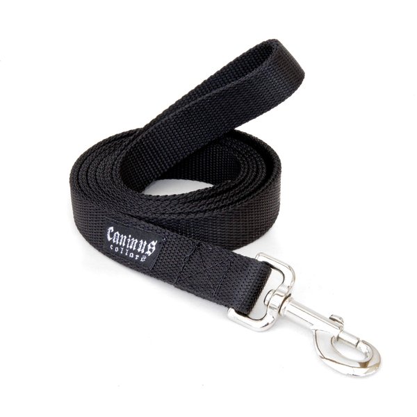 Caninus Collars Nylon Leash - 1" Width Leash (Single & Double ply leashes (4FT - Double ply, Black)