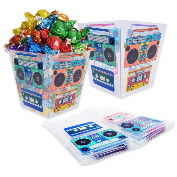 YAROMO Tape Radio Bucket Centerpiece, 6 PCS 80s Party Supplies, 90s Theme Birthday Party DecorationTape Radio Table Decor, Retro Hip Hop Disco Pop Music Party