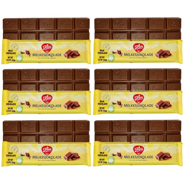 Freia Norwegian Milk Chocolate Bars, 60g, 6-Pack, Individually Wrapped, Rich, Decadent, Melt-in-Your-Mouth