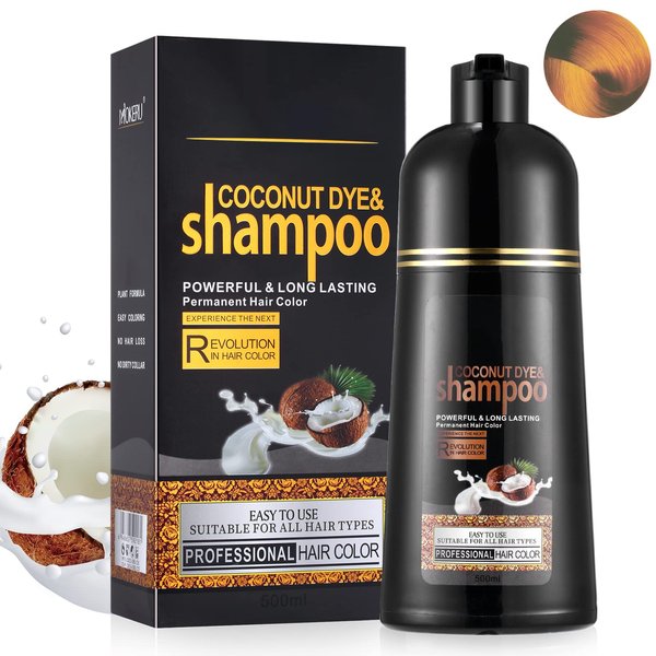 Blonde Brown Hair Dye Shampoo 3 in 1 Coconut Hair Color Shampoo for Men Women Gray Hair Coverage - Herbal Brown Shampoo Colors, Long Lasting Brown Hair Dye 16.9 Fl Oz (Blonde Brown)