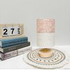 AFORTLO Table Desk Lamp, Small Fabric Boho Decorative Nightstand Night Light Solid Wood Base Lamp for Bedroom,Living Room,End Table or Office with Bulb (Brown Knit Fabric)