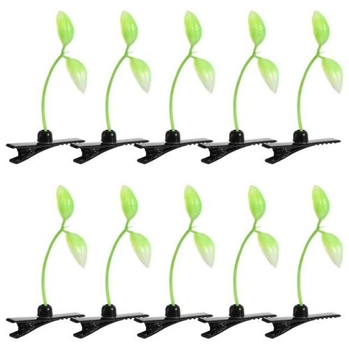 10pcs Green Bean Sprout Hair Clip Plant Grass Hair Accessories Kids DIY for School Home Party Clips and Barrettes