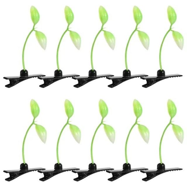 10pcs Green Bean Sprout Hair Clip Plant Grass Hair Accessories Kids DIY for School Home Party Clips and Barrettes