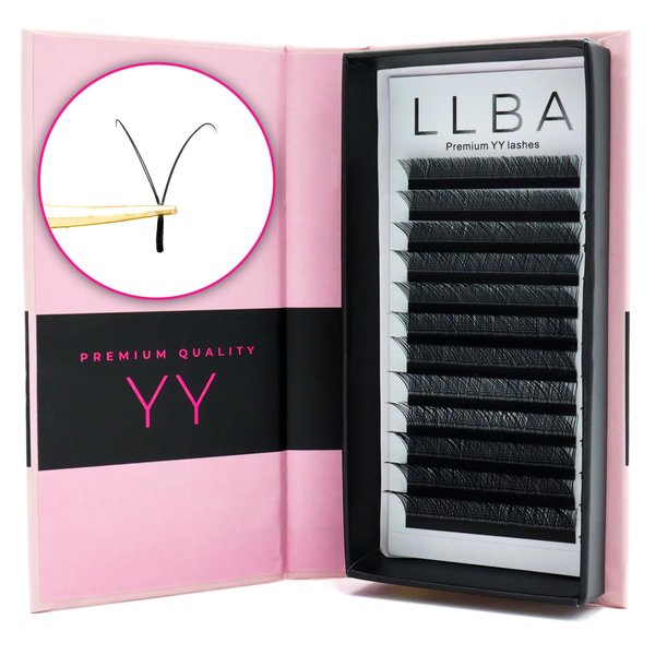 LLBA YY Eyelashes Extensions - 2D Fans Volume Eyelashes | C CC D Curl | Thickness 0.05~0.07mm | 8-15mm Length Mixed Tray | Full Fluffy Volume Look | Long Lasting & Easy Application (YY, 0.07 CC 11mm)