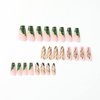 Foccna Green Long Fake Nails Tips Coffin Press on Snake Women's French False Glossy Daily Wear Artificail Nails for Gorgeous Nail Art Manicure Decoration