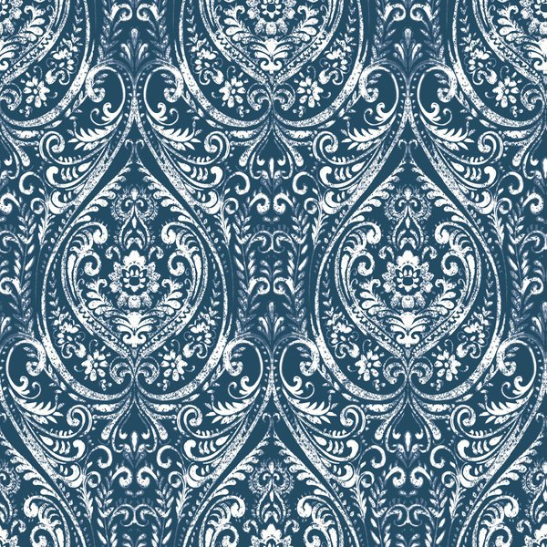 NuWallpaper NU1689 Bohemian Damask Indigo Peel & Stick Wallpaper, Blue