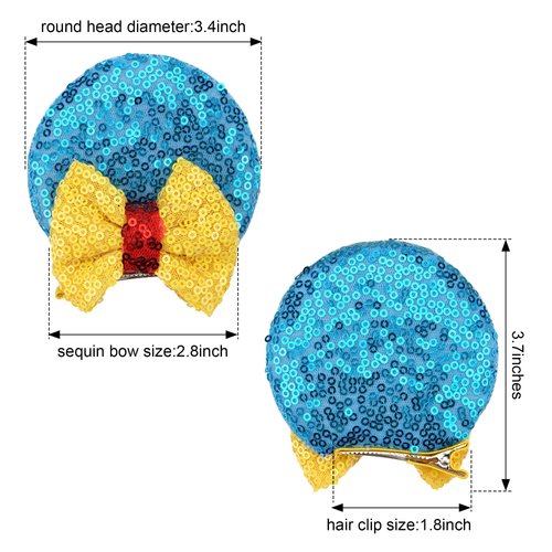 JOYOYO Sequin Mouse Ears Hair Clips,Glitter Hair Bows Cute Mice Ears Hair Clips Barrettes for Women Girls Hair Accessories for Costume Party Favor Halloween Christmas Decoration