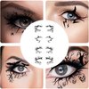 BASEMMAHER 4 Pairs Halloween Eyeshadow Eyeliner Stickers Spider Web Bat Spooky Temporary Tattoo Stickers Face Eye Makeup 3D Self-Adhesive Eye Shadow Decals for Women Girls Halloween Masquerade Party
