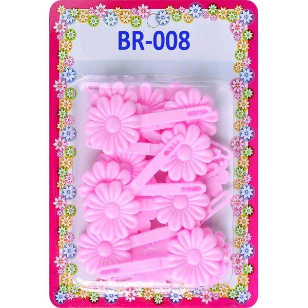Tara Girls Self Hinge Plastic Flower Hair Barrettes 18 Pieces Selection (Light Pink)