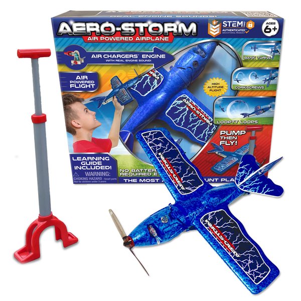 Top Secret Toys Aero Storm Kids Airplane Toy, Air Powered Flying Airplanes for Kids, Aerobatic Stunt Toy Airplane to Perform Corkscrews, Back Turns