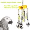 Bonka Bird Toys 2001 Yellow Spoon Clacker (10" x 4") Medium Parrot Puzzle Tug Cage Toy, Amazon, African Grey, Eclectus, and Similar