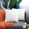 BRAWARM Faux Leather Throw Pillow Covers 16 X 16 Inches, White Leather Pillow Covers Pack of 2, Hand Stitched Leather Decorative Throw Pillows for Couch Sofa Bed Living Room Home Garden