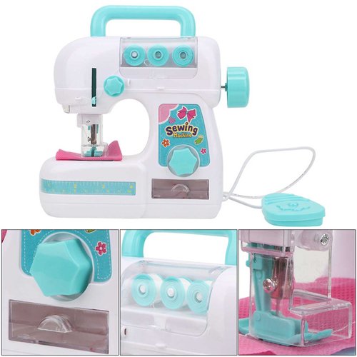 Drfeify Children Sewing Machine Toy,Portable Electric Medium Size Sewing Machine Toys Kids Beginners