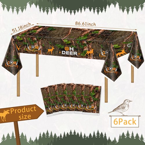 Containlol Hunting Tablecloths Camo Birthday Party Decorations Camo Table Covers Plastic Hunting Table Decorations for Hunting Camo Baby Shower Party Supplies(6 Piece)