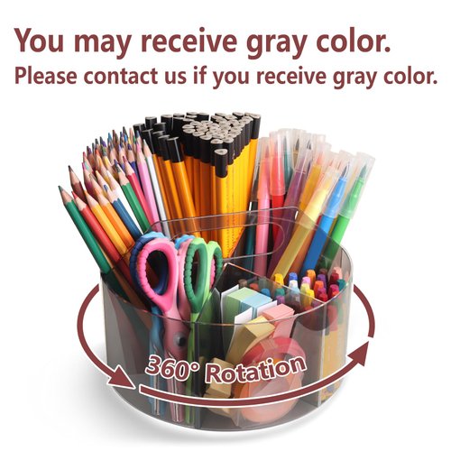 Absonic Acrylic Pen Holder Pencil Organizer, 360-Degree Rotating Pencil Holder, Crayon Organizers for Kids Marker Holder Caddy Art Supply Organizer for Desk, Kids Desk Organizer for Office Home School