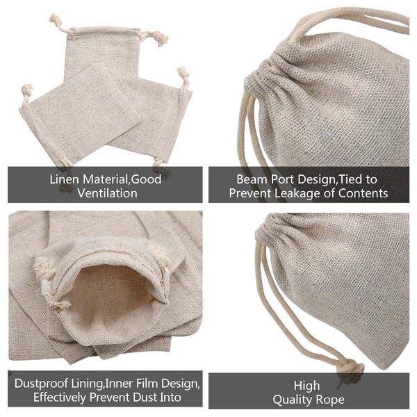 calary 50pcs Double Canvas Drawstring Gift Bag Cotton Pouch Gift Sachet Bags Muslin Bag Reusable Tea Bag 5x7 Inch