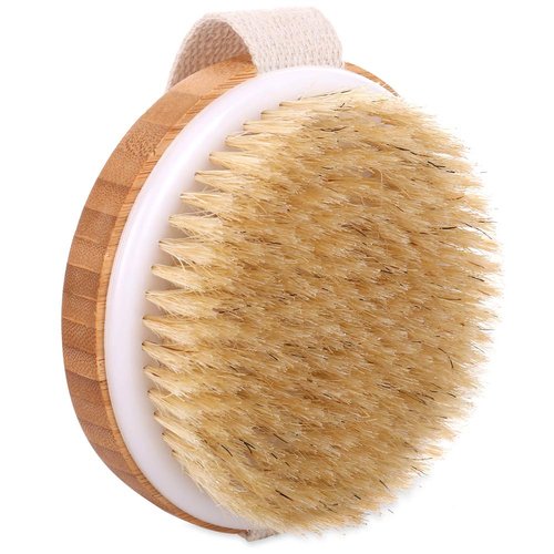 H&S Round Body Brush for Skin Exfoliating - 2 Pcs - Cellulite Shower Skin Brushes for Wet and Dry Brushing - Shower Scrubber for Skin Cellulite with Natural Bristle
