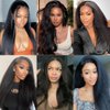 veravicky Kinky Straight Wig Human Hair 16 inch Glueless Kinky Straight 13x4 Lace Front Wig Pre Plucked HairLine with Baby Hair,180% Density Yaki Straight Wigs Natural Black Color