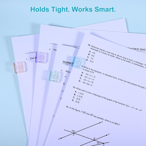 Colorful Push Binder Clips - Transparent Stackable 0.8" 20pcs Reusable Paper Clamps for Damage-Free Document Organization, Filing, and Storage