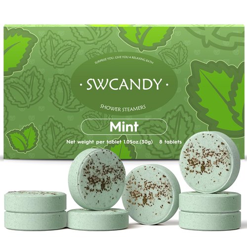 Aromatherapy Shower Steamers Birthday Day Gifts Mint - Swcandy 8 Pcs Bath Bombs Birthday Gifts for Women, Shower Bombs with Essential Oils, Relaxation Home SPA for Women Who Has Everything