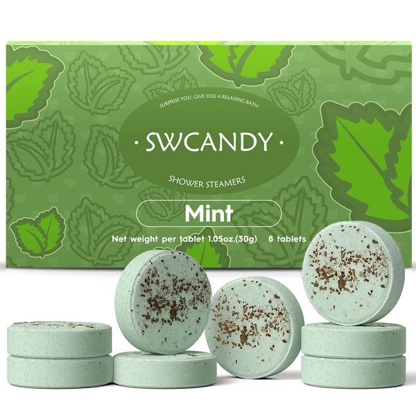 Aromatherapy Shower Steamers Birthday Day Gifts Mint - Swcandy 8 Pcs Bath Bombs Birthday Gifts for Women, Shower Bombs with Essential Oils, Relaxation Home SPA for Women Who Has Everything